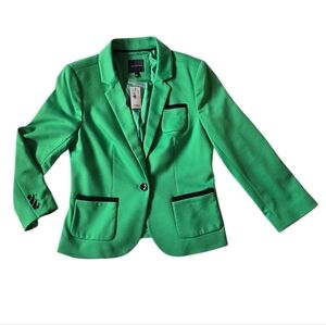 The Limited Green Blazer with Navy Trim